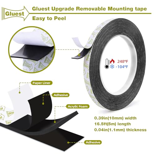Image of Heavy‑Duty Removable Double‑Sided Mounting Tape, Damage‑Free Foam Adhesive Strips for Home & Office Decor, 0.39INx16.5FT