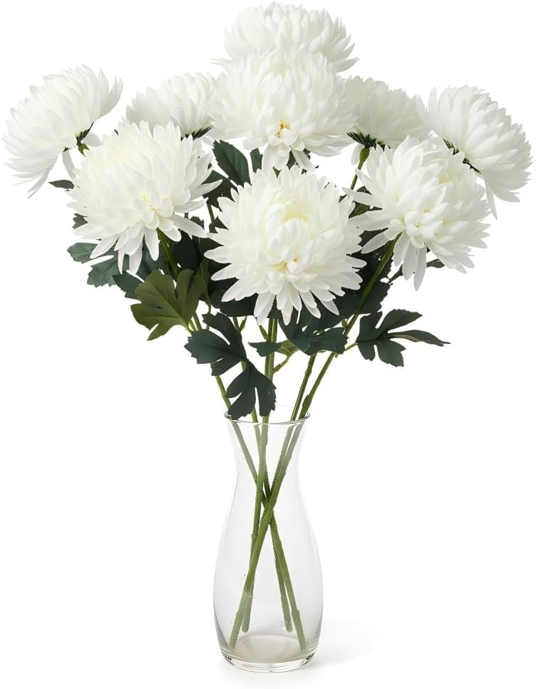 12 Pcs Artificial Chrysanthemum Flowers for Homecoming Mum Centerpieces,5'' Diameter Faux Silk Chrysanthemum Flowers Ball for Home Office Coffee House Parties and Wedding Decor (12, Yellow)