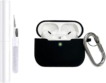 Compatible with AirPods Pro 3 Case Cover 2025, Soft Silicone Case for AirPod Pro 3rd Generation Case with Metal Keychain and Cleaner Kit, Apple AirPod Pro 3 Case for Girls Women Black