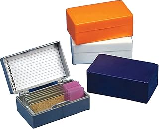 Globe Scientific 513072N ABS Plastic Slide Storage Box for 12 Slides, Cork Lined, Orange