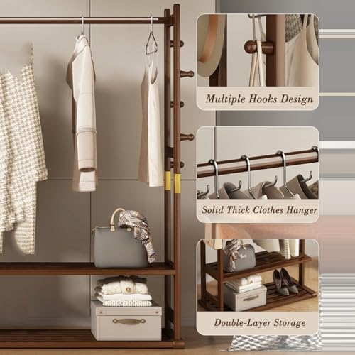 Portant à vêtements en bambou pour optimiser les petits espaces