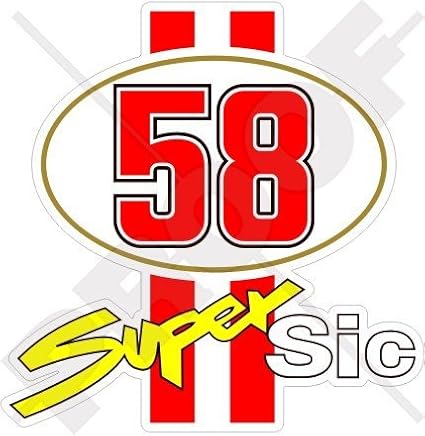 MARCO SIMONCELLI 58 Super Sic Racing 4" (100mm) Vinyl Bike-Helmet Sticker, Decal