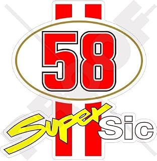 MARCO SIMONCELLI 58 Super Sic Racing 4" (100mm) Vinyl Bike-Helmet Sticker, Decal