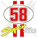 MARCO SIMONCELLI 58 Super Sic Racing 4" (100mm) Vinyl Bike-Helmet Sticker, Decal