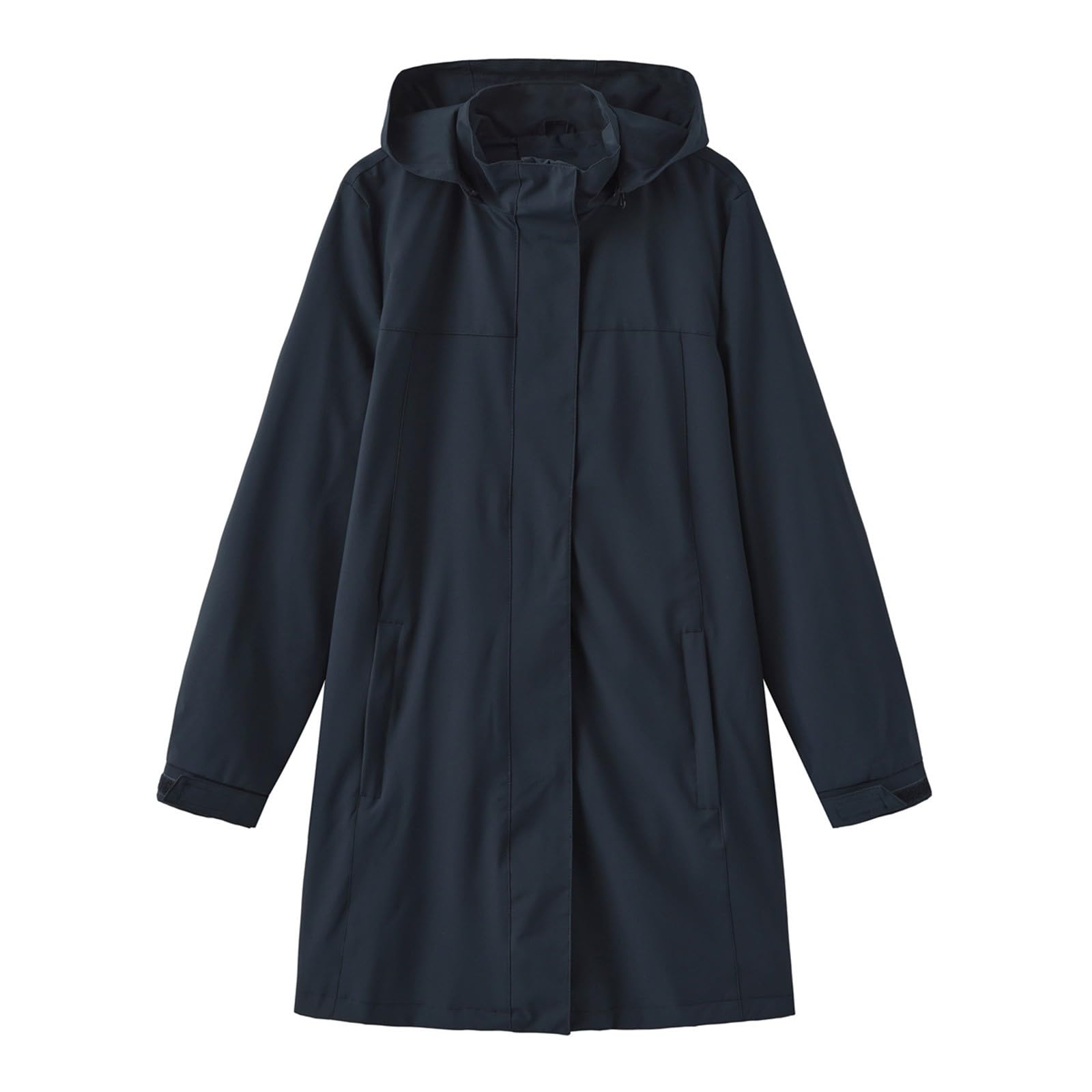 Generisch Trench da donna, lungo, impermeabile, leggero, con cappuccio rimovibile, traspirante, antivento, per il tempo libero