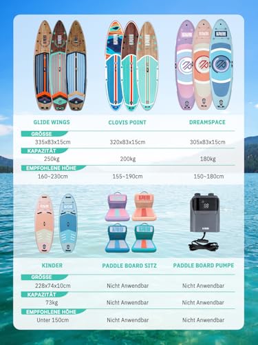 Niphean (Extra Groß) Stand Up Paddling Board, SUP für 2+1 Personen/Familien, SUP Board mit (Anfängergeeignet) StabilTrac Finne, Wasserdichte Handyhülle, Stand Up Paddle Board for Adults, Geschenkideen