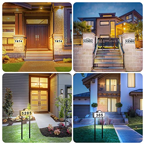 Solar House Numbers Address Sign,Ip65 Waterproof Solar Address Plaque For Outside,3200K Warm & 6500K Cold Led Illuminated House Numbers For Outdoor Wall Mounted & Home Yard Ground Address Number #TOP7