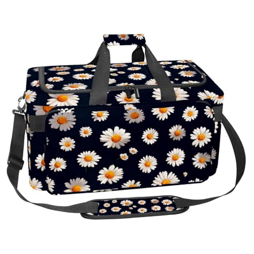 Travel Duffel Bags for Men and Women, Waterproof Weekender Overnight Gym Bags, Daisies