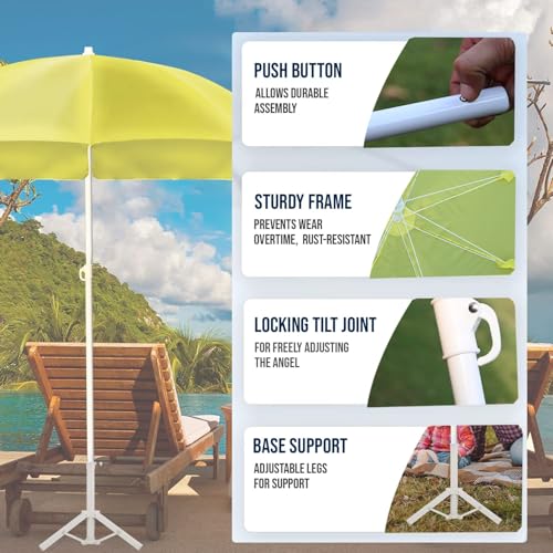 Image of OUTO 7ft /42in Garden Outdoor Umbrella with Stand Foldable Big Size Heavy Duty Waterproof Rain & UV Sun Protection Patio for Balcony Shedding Cantilever & Lawn (7 Feet /42 Inch Rib Arm)