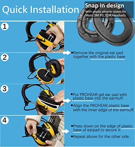 PROHEAR 033 2.0 Upgraded Bluetooth Hearing Protection AM FM Radio Headphones Black, GEP01 Gel Ear Pads (Upgraded) for 3M PELTOR Headsets