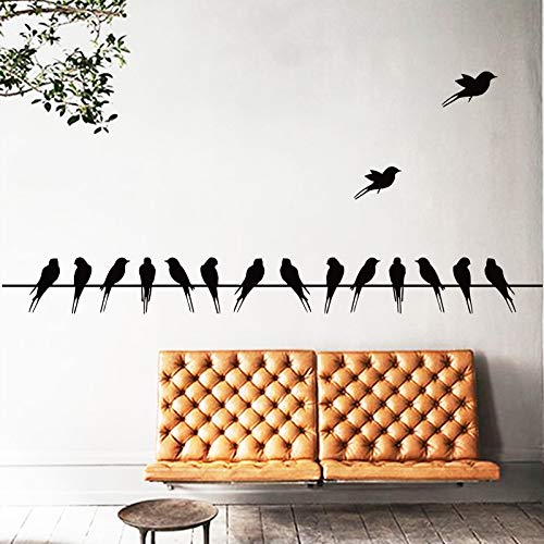 Gadgets WRAP Art Design Home Decoration 16 Swallows on line Vinyl Wall Sticker PVC House Decor Animal Cartoon Birds Wall Decals in Rooms