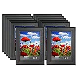 Icona Bay 4 x 6 Inch Picture Frames (4x6, 12 Pack) Bulk Set, Satin Black, Wall Mount Hangers and Table Top Easel, Display Horizontally or Vertically, Allure Collection