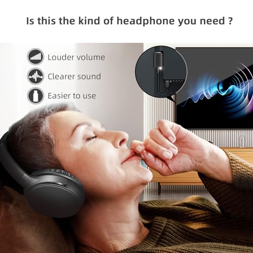 makemate Wireless Headphones for TV - BKM300 Bluetooth TV Headphones Wireless with 4 Options Output(Optical, AUX, RCA and USB), 165FT Long Range, Higher Volume, 20Hrs, Plug & Play, No Delay