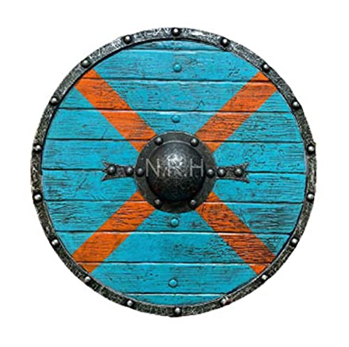 Mittelalterliches Holzschild Wikinger Himmelblau Replik Beste Rüstung Schild Produkt 61 cm Cover