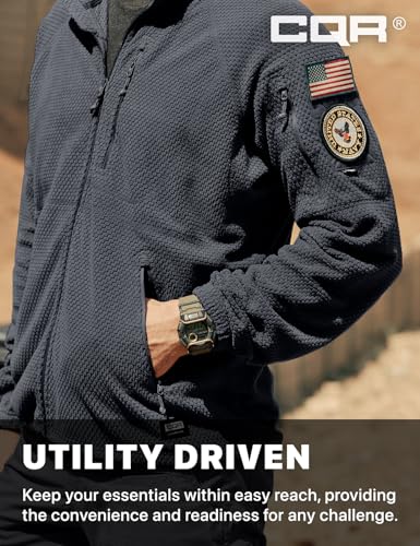 Image of CQR Men's Full-Zip Tactical Jacket, Soft Warm Military Winter Fleece Jackets, Outdoor Coats with Zipper Pockets