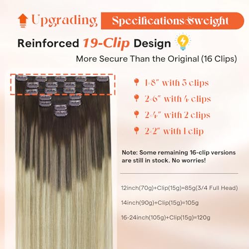 Image of Sunny Hair Clip in Hair Extensions Real Human Hair Blonde Ombre 20 Inch | Human Hair Clip in Extensions, Added Flowing Shape with Natural Movement for Family Gathering with a Soft Finish 120g