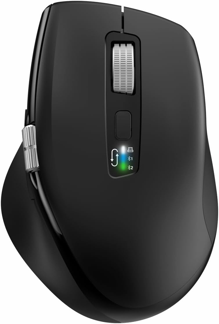 INFINMINDWireless Bluetooth Mouse with Smart Flying Scroll,Side Thumb Scroll Ergonomic Mice,Silent Multi-Device Mouse for Computer,Laptop,iPad,Tablet,MacBook (Black)
