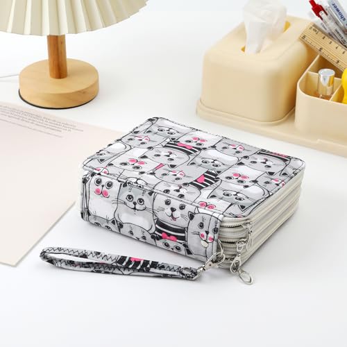 Image of Portable Colored 72 Slots Pencil case Organizer with Printing Pattern for Watercolor Pens, Pencil Case Organizer for Artist