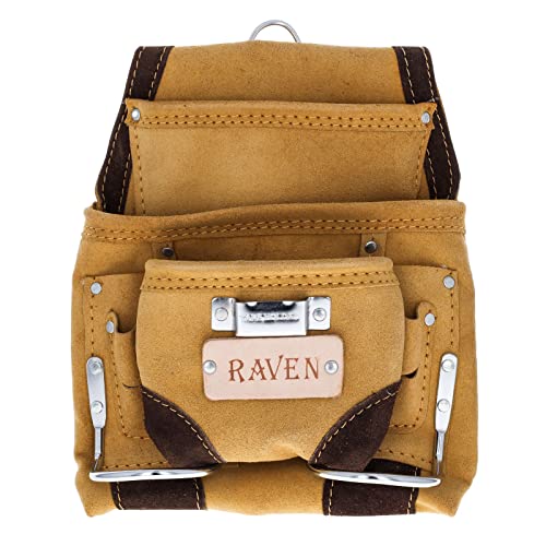 10 Pocket Suede Leather Tool Bag Heavy Duty Carpenter Storage Pouch - Tan