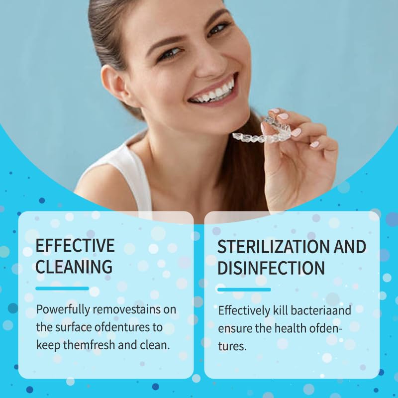 Retainer Pastiglie Detergenti,Compresse Pulizia Dentiere Effervescenti,Compresse Apparecchi Ortodontici,Compresses Pulitore Per Protesi,Rimuove Macchie E Odori,2pc