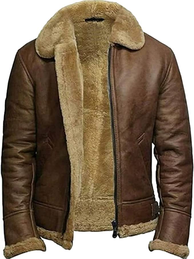 NATIVE TRENDS LTDB3 Bomber Sheepskin Shearling Leather Jacket Raf Aviator Fighter Pilots WW2 Winter Fur Jacket For Men