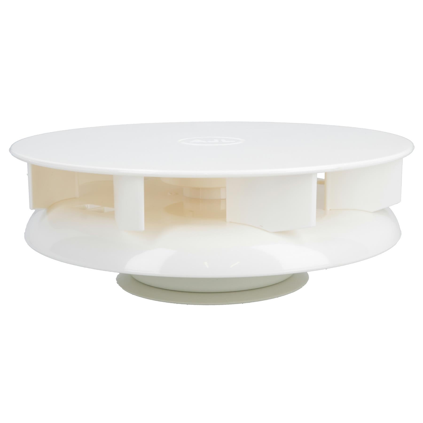 White Low Profile Wind Powered Rotary Roof Ventilator for Camper Vans Trailers