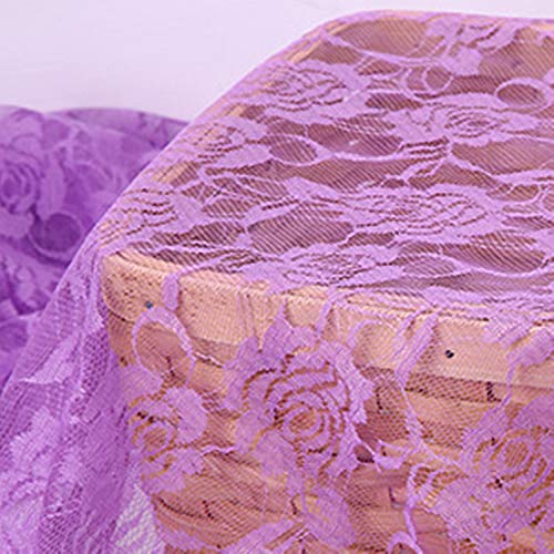 moonfarm 選べる11色 カラー バラ 柄 レース 生地 手芸用 約2m 幅約1.5m (紫色)