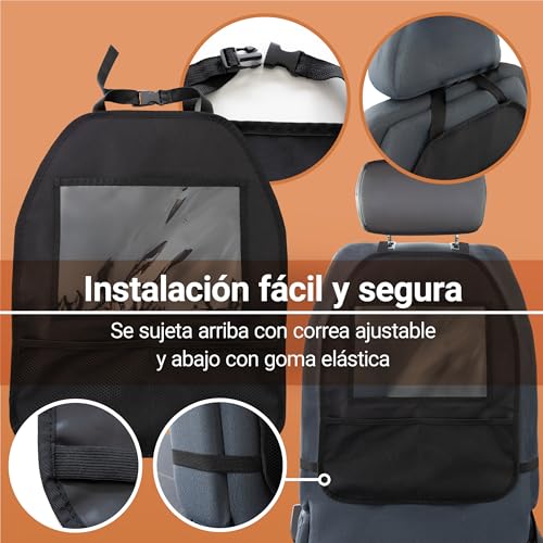 Zamboo Organizador de Coche Asiento Trasero para Niños con Soporte Tablet (hasta 11") – Protector de Respaldo Universal y Almacenamiento Juguetes y Accesorios – para Cualquier Asiento – Negro - imagen 6