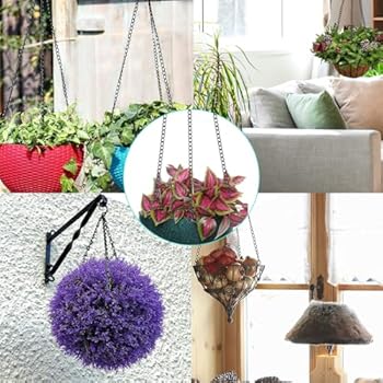 NUOOO 5 Pack Hanging Basket Chains 3 Point 16 Inch Flower Pot Chains For Hanging Plants With 3 Clip Hooks Heavy Duty Black Metal Chain Hangers For Hanging Plants Flowers Baskets