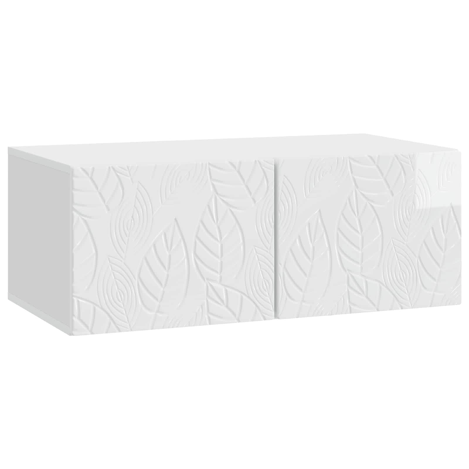 Meuble TV mural bois blanc pour salon moderne | Armoire multimédia