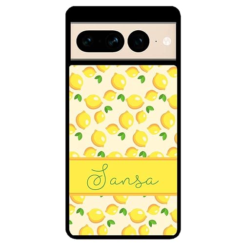 Lemon Lover Personalized Initial Personalized Black Rubber Phone Case Compatible With Google Pixel 7 Pixel 7 Pro Pixel 6a Pixel 6 Pro 6 Pixel 5 4a