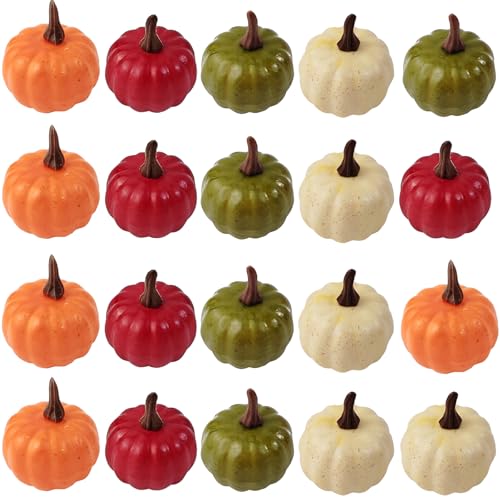 ROYHOO 20PCS Mini Artificial Pumpkins, Fall Harvest Simulation...