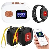 Notrufknopf für Senioren Notruf Armband, Tuya-WiFi Smart Hausnotruf mit Notrufarmband, Notrufklingel Alert System Senioren Alarmknopf für Patienten Behinderte,Kinder(1*Empfänger+2*Knopf+1*Armband)