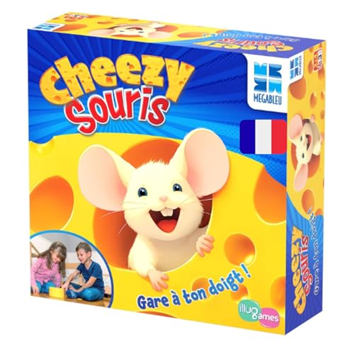 MegaBleu - CHEEZY Souris - Jeux de Société Enfant des 3 Ans+ - Jeu Rigolo Famille et Groupes - Idée Cadeau Anniversaire Noël - Jeu de Societe Drôle - 2 à...