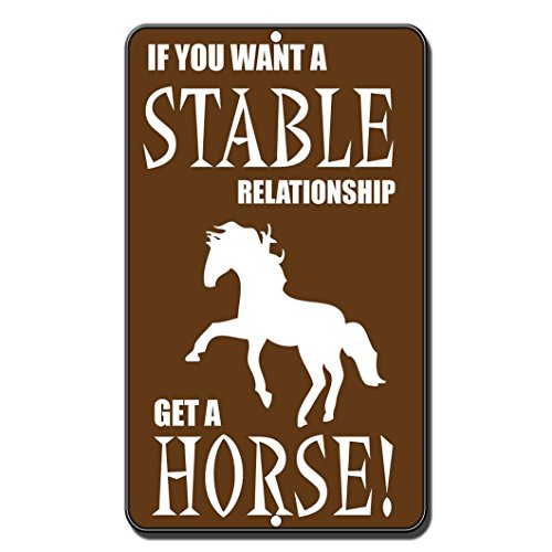 Letrero de advertencia de metal de 8 x 12 pulgadas con texto en inglés "If You Want A Stable Relationship" Get A Horse Novedad divertida señal de aviso para interiores y exteriores