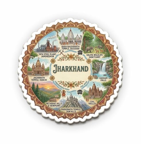 Image of Jharkhand Textured Finish Acrylic Fridge Magnet - UV Texture Printed, Stylish Multicolor Magnet for Fridge, Wardrobe & Metal Surfaces, Pack of 1 (Jharkhand)