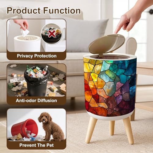 Caneca de basura redonda con tapa 7L multicolor miniatura 6