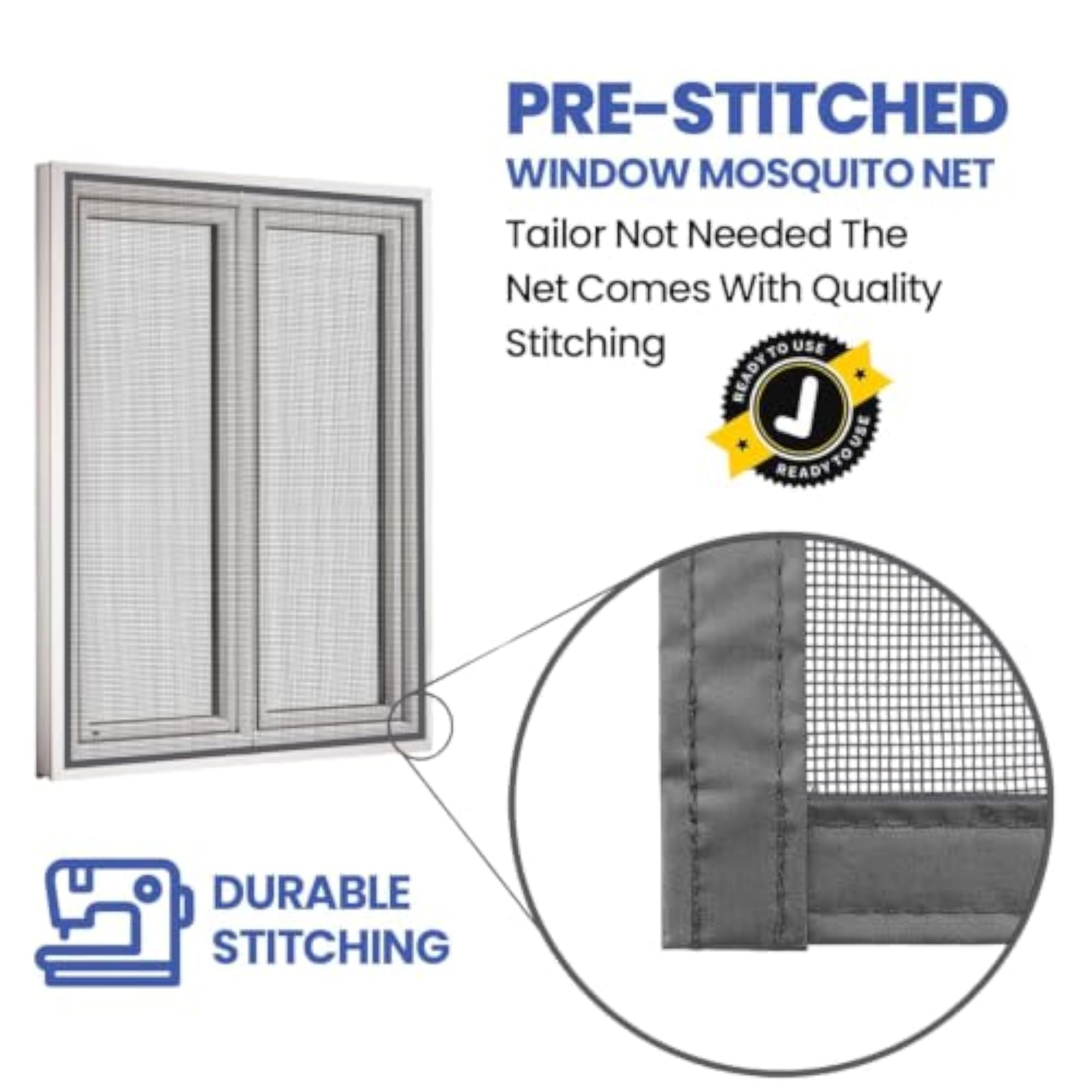 Mosquito Net for Windows, Fiberglass Mesh, Pre-Stitched