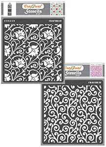 Flower Pattern Stencils for Painting - Arabesque & Swirly Swirls - Size: 6X6 Inches (2 Pcs)- Stencils for Craft and Art - Reusable Stencils for Painting on Wood - Stencils Combo Pack