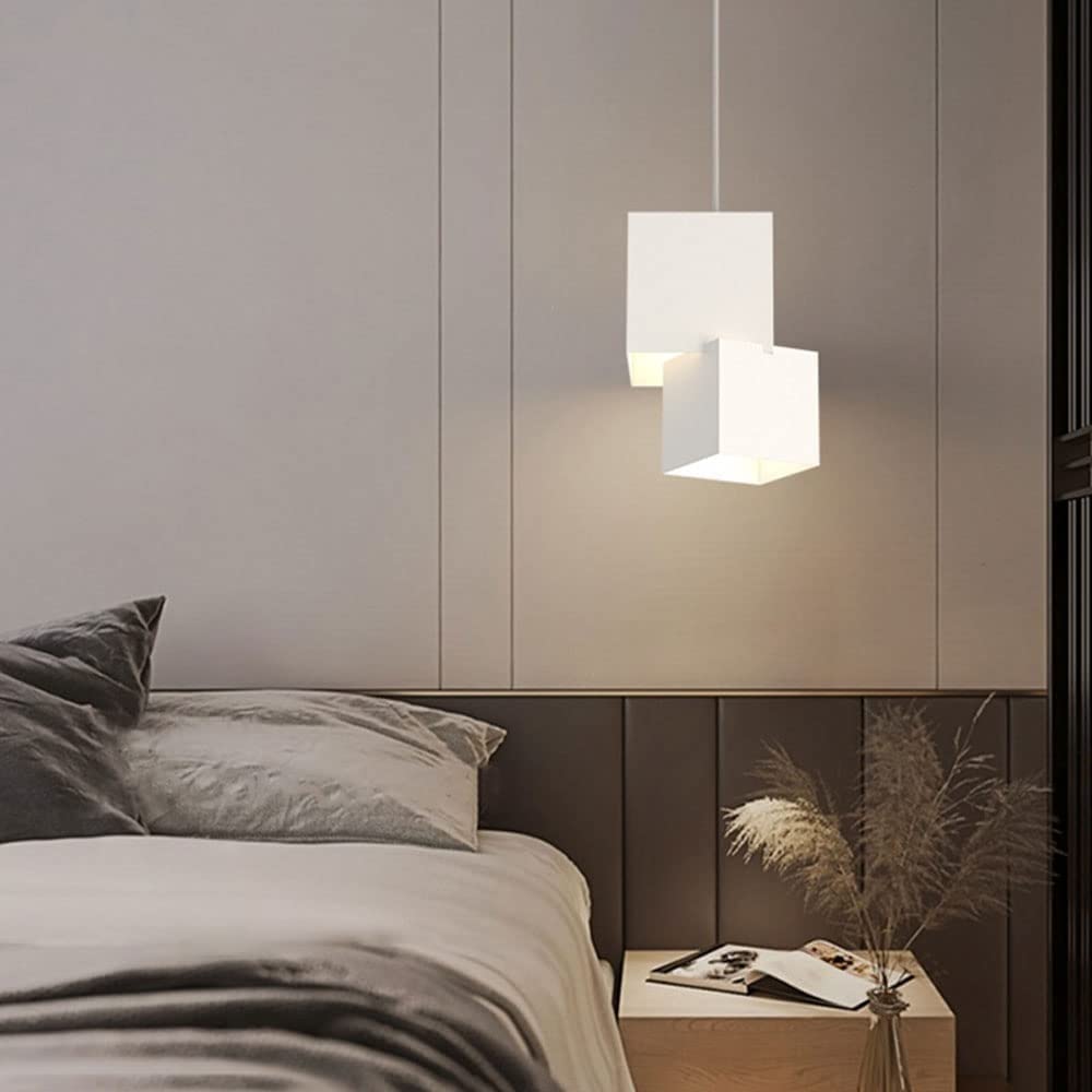Nowoczesna Kwadratowa Lampa Wisząca, Regulowana Lampa W żelaznej Skrzynce, 12 W Led, 3 Kolory Do Wyboru, Sufitowa Oprawa Do Sypialni I Jadalni, Biała Warm Light