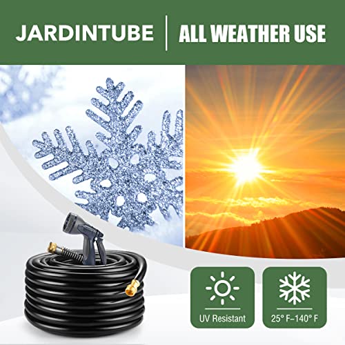 Jardintube Heavy Duty Garden Hose 5/8 Inch X 100Ft, Premium Rubber Water Hose,Kink Resistant,Brass Fitting,Commercial Grade Hose With 10 Function Sprayer,Burst Pressure 450 Psi thumb #3