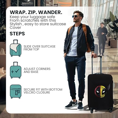 Image of WanderWraps Spendex Polyester Protective Luggage Cover | Hard Luggage Trolley Bag Cover | Washable | Dust Proof | Stretchable | M - 24 inch | Deadverine