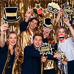 30 Pieces Photo Booth Props, Gold Black Glitter Photo Booth Props for Birthday, Wedding, Graduation, Bachelorette Party, Happy New Year Eve Party Decorations Supplies - Image 2