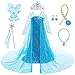 Produktbild LOBTY Mädchen ELSA Prinzessin Kleid mit Accessoires Schneekönigin Verkleidung Kinder Prinzessin Kleid Halloween Karneval Geburtstag Party Weihnachten Cosplay Kostüm