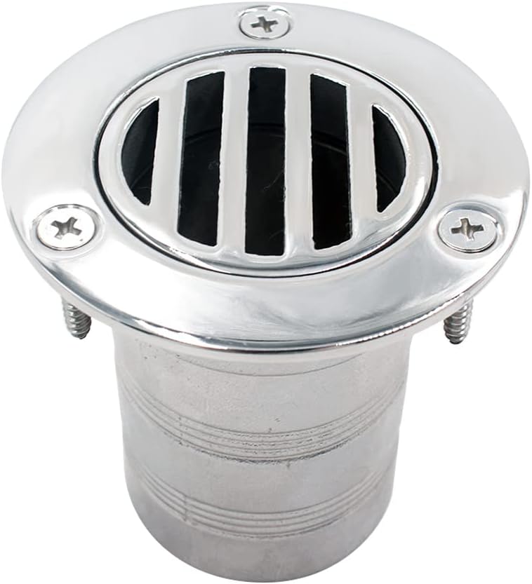 YANYUCB Boat Deck Floor Drain Fittings,Marine Grade 316 Stainless Steel Deck Drain Fittings,Thru Hull Deck Drain Scupper Pipe with Screws,for Boat,Yachts Drainage Systems