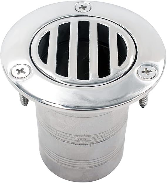 YANYUCB Boat Deck Floor Drain Fittings,Marine Grade 316 Stainless Steel Deck Drain Fittings,Thru Hull Deck Drain Scupper Pipe with Screws,for Boat,Yachts Drainage Systems