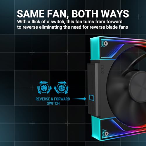 Image of Ant Esports QuartzFlow 3-In-1 120mm ARGB Stackable Case Fan Kit with Forward /Reverse Switch and Wire Free Daisy Chain - Black
