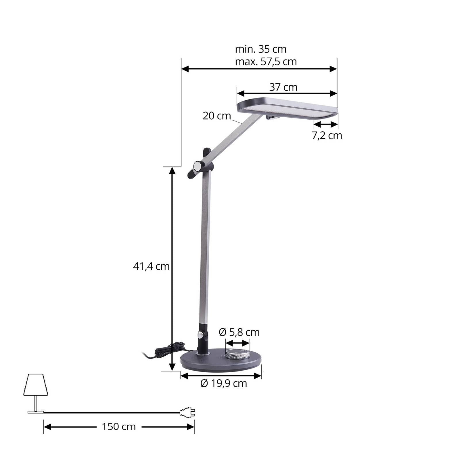 Lindby LED Tischlampe Elvir dimmbar (Modern) in Alu aus Aluminium (1 flammig,) - Tischleuchte Schreibtischlampe Nachttischlampe Wohnzimmerleuchte