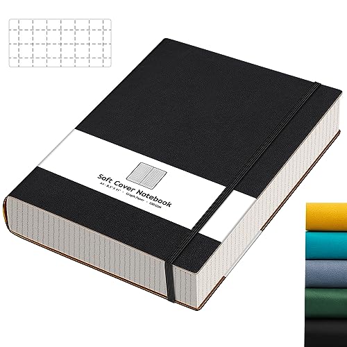 Carnet de notes papier graphique grand format A4 cahier quadrillé 320 pages 100g noir