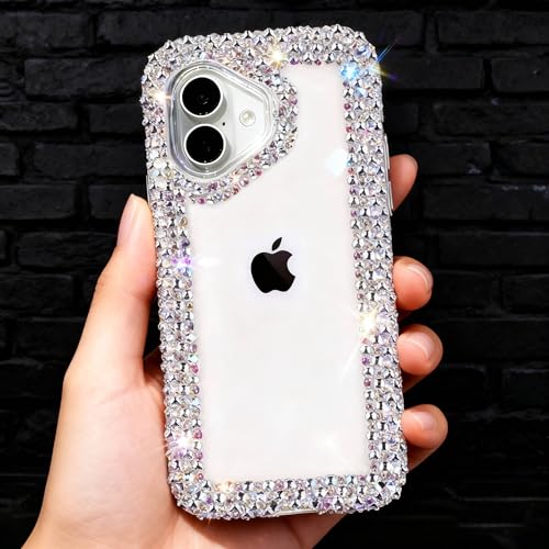 Bonitec Compatible with iPhone 17 Case for Women Girls 3D Glitter Sparkle Bling Case Luxury Shiny Cute Crystal Charms Rhinestone Diamond Bumper Clear Protective Cases Cover Clear by Bonitec - Image 2